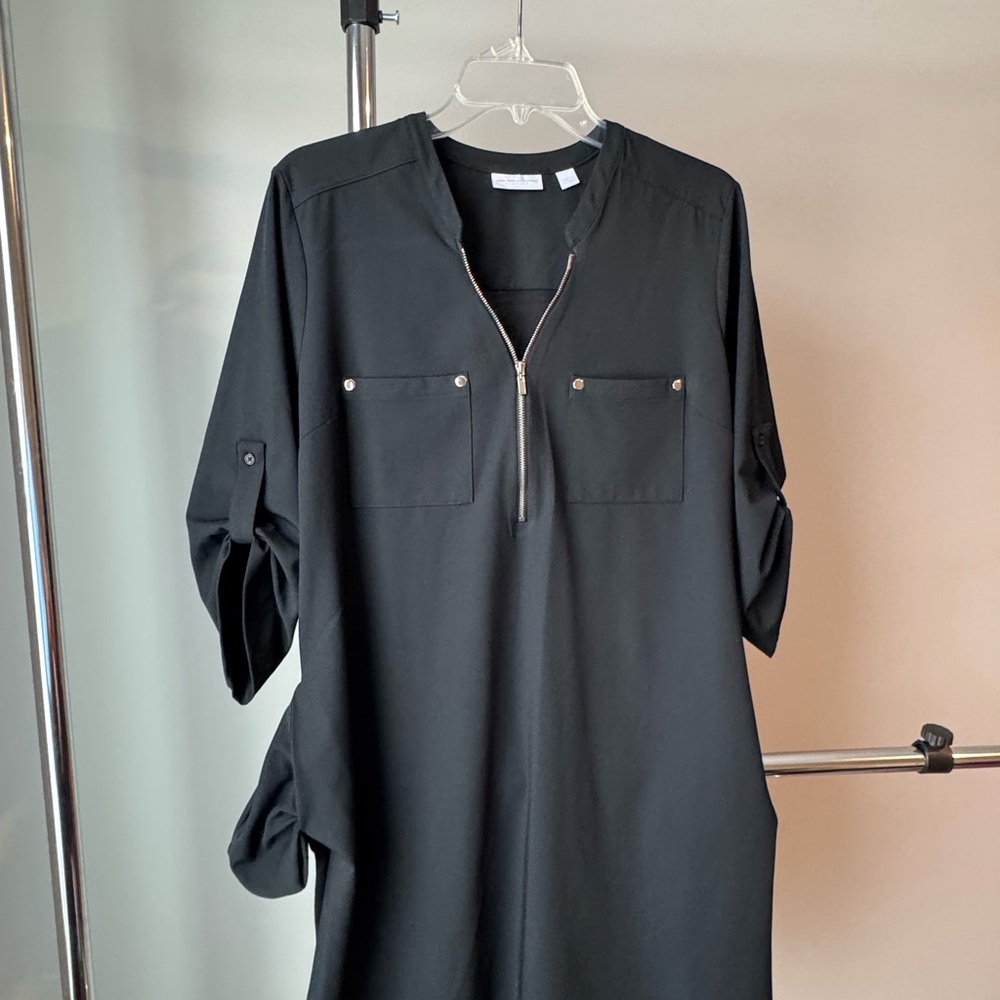 New York & Company Black Long Sleeve Dress